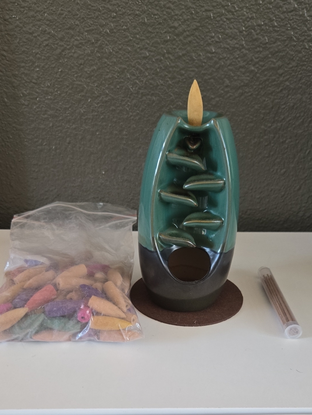 Green Ceramic Backflow Incense Burner